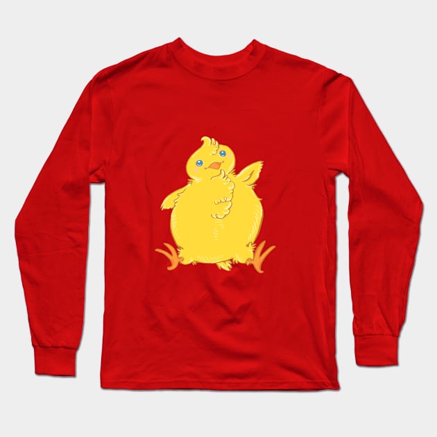 Chubby Chick Chicken Waves Hello Long Sleeve T-Shirt by SimplyKitt